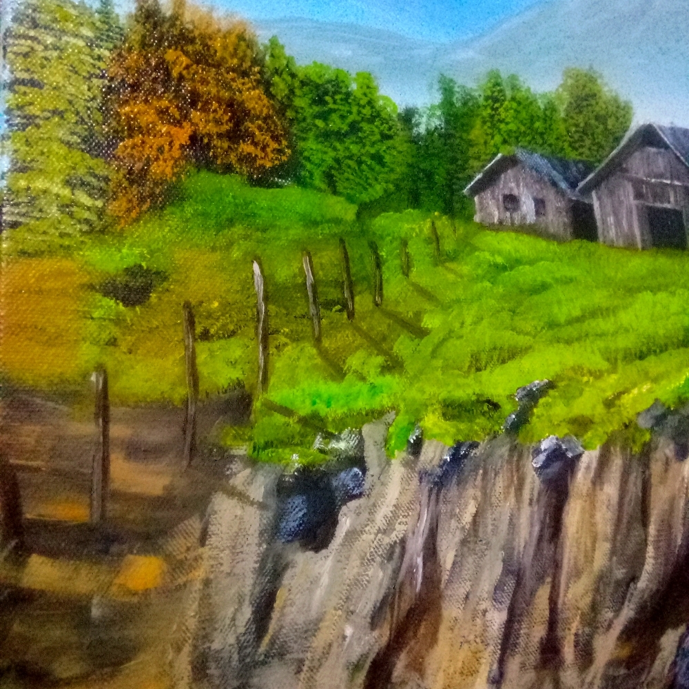 Farmland scene oil painting